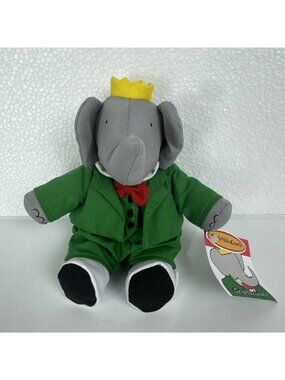 Babar the Elephant 6.5" Plush Crocodile Creek Green Suit NWT vtg 90s cartoon